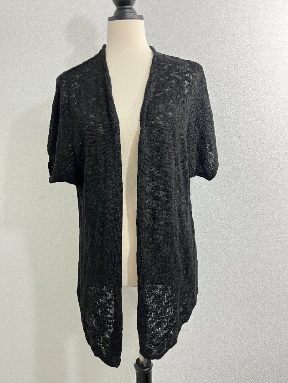 New Catherine Malandrino Medium Black Open-Front Knit Cardigan